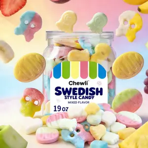 Chewli Swedish Style Candy 19oz Mixed Flavors Sweet & Sour Gummies Gluten-Free Healthy Chewy Snack for Anytime Enjoyment Assorted Bubs Mix Fruit
