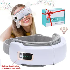 Air pressure eye massager with heat therapy and compression functions - relieves eye fatigue, comfortable smart eye mask with Bluetooth music and voice prompts, wireless eye mask rechargeable eye care device for women/men's Christmas birthday gifts