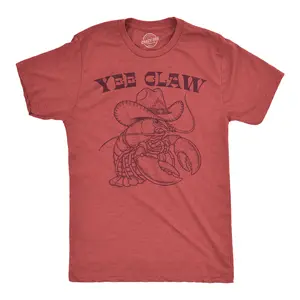Mens Funny T Shirts Yee Claw Sarcastic Lobster Graphic Novelty Tee for Men Mens Funny T Shirts Cool Vintage Fashion T-Shirt Gift Classic Menswear Funny Food Short Sleeve Novelty Tees for Guys Red - Yee