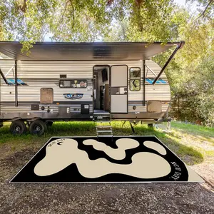 Simple Pattern RV Camping Outdoor Rug, Portable RV Camping Mat, Outdoor Rug for Outdoor RVs RV Decks Picnics Beach Camping