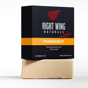 RIGHT WING NATURALS Frankincense & Myrrh Tallow Soap for Men – Handcrafted 5oz Bar with Deep Resin, Earthy Spice & Classic Masculine Scent – Found in The Outdoorsman 4-Pack & The Patriot 13-Pack