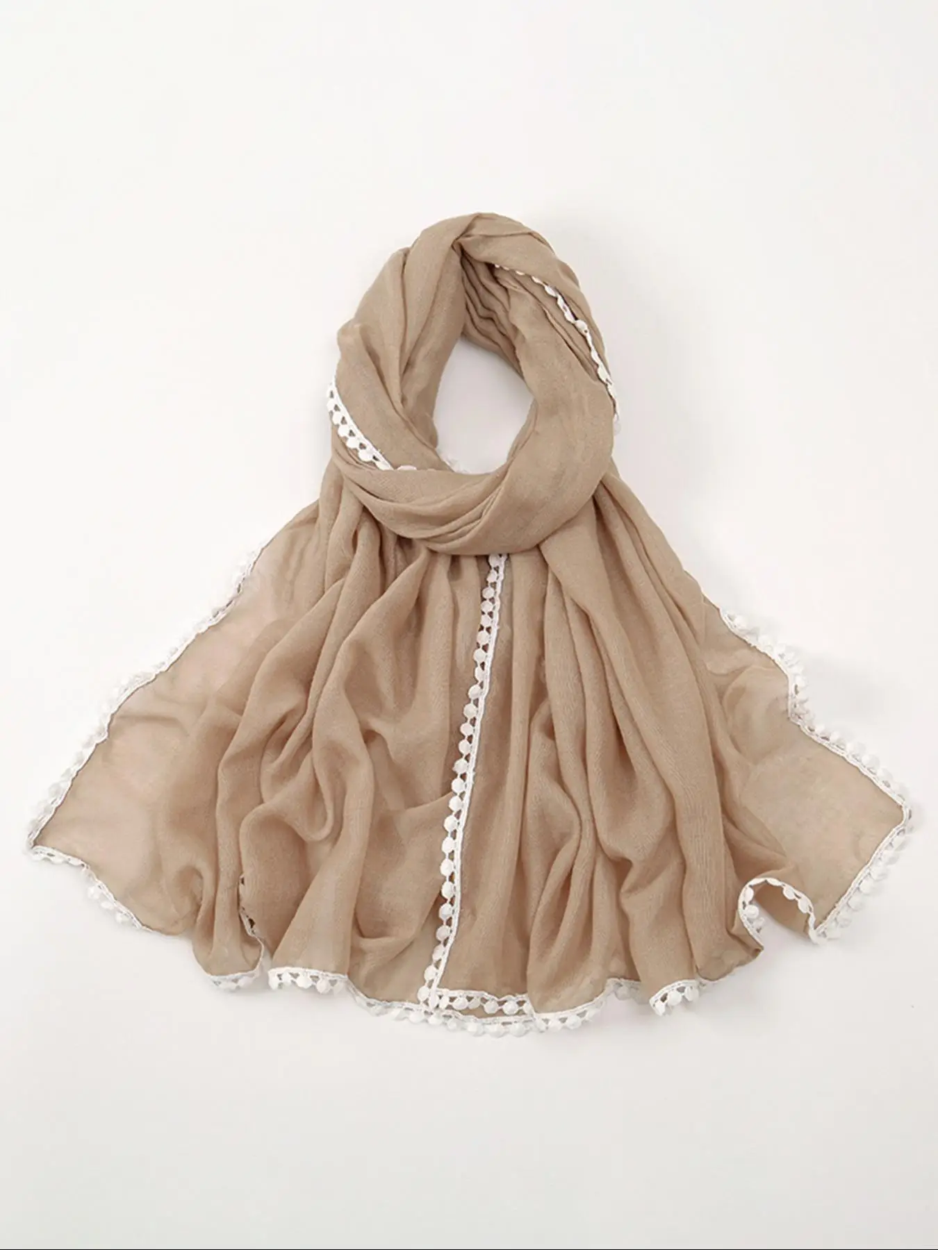 Women's Contrast Lace Trim Khimars, Casual Breathable Hijabs for Daily Wear, Fashion Accessories for Women & Girls