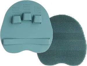 1 Pack Soft Silicone Shower Brush Body Wash Bath Exfoliating Skin Massage Scrubber, Dry Skin Brushing Glove Loofah, Fit for Sensitive and All Kinds of Skin(Eucalyptus Green) Accessories