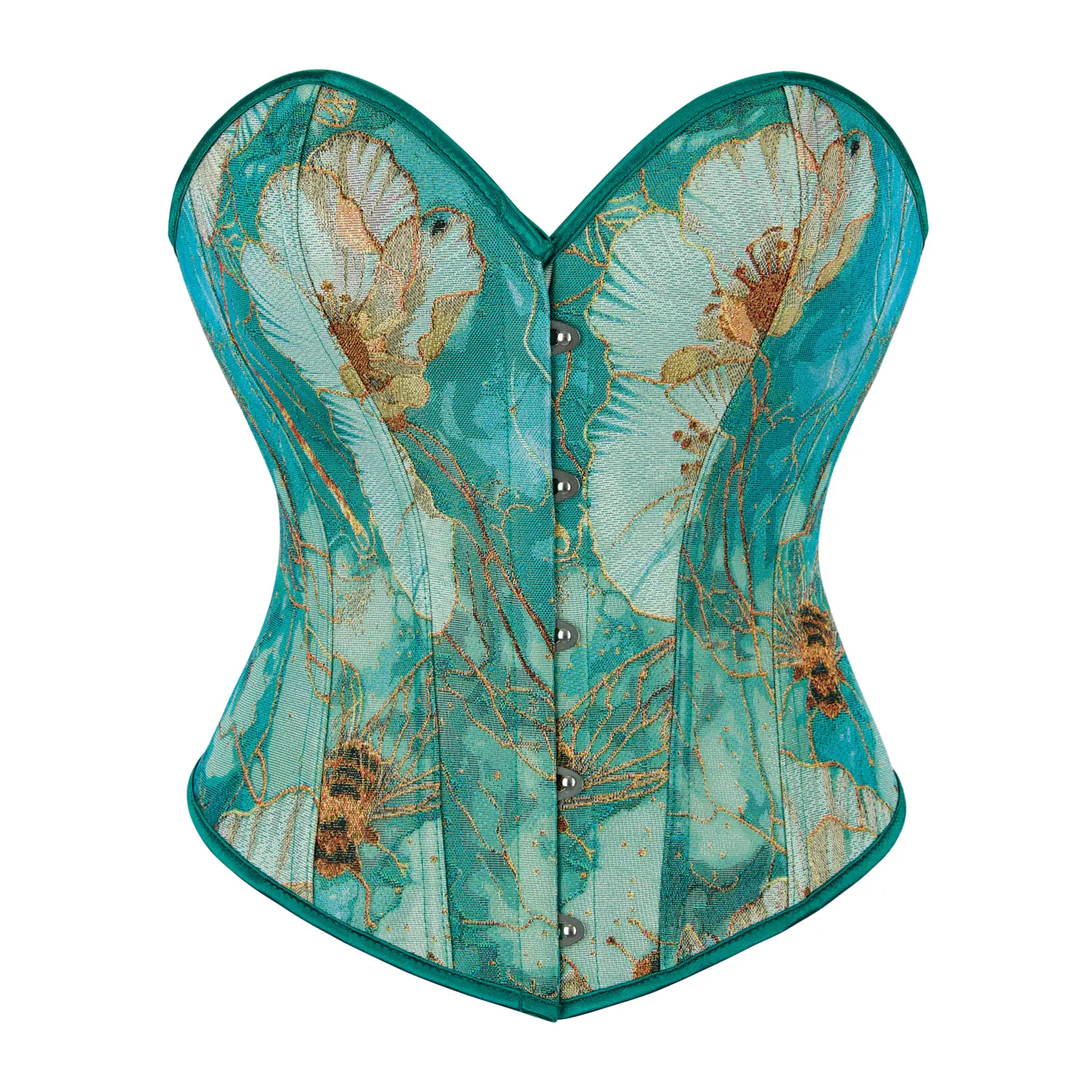 Women's Vintage Shapewear 3D Embroidery Camisole Green Strapless Corset Bustier Polyester Womenswear with Floral Design
