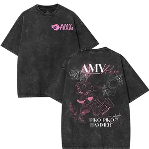 Retro Limited Amy Rose T-Shirt | Sonic Universe Graphic Tee | Oversized Heavyweight Cotton | Acid-Washed Vintage Style | Cartoon Movie Merch | Unisex Streetwear | Classic Gaming Fashion | Limited Edition Drop | Casual Fabric for True Fans