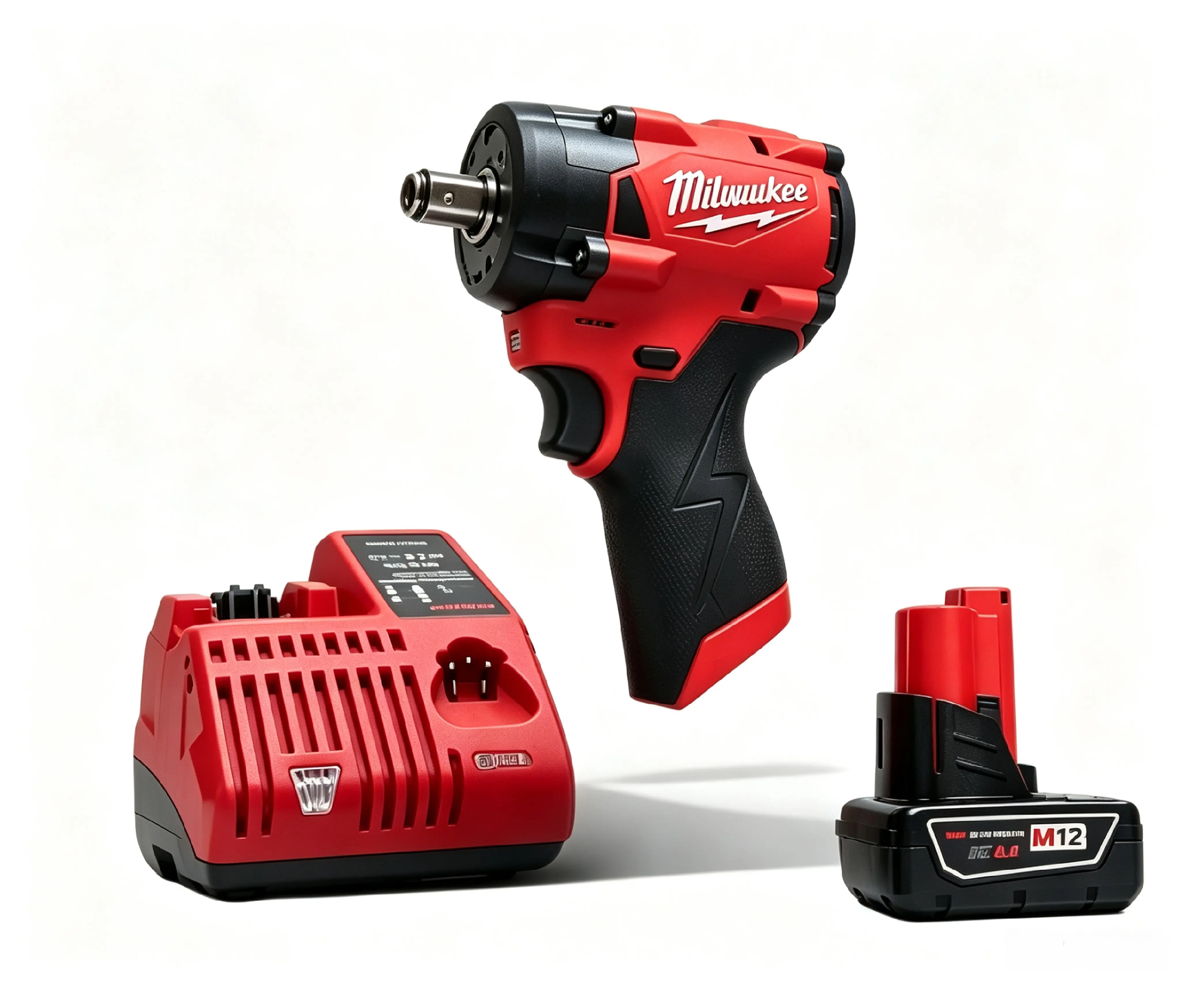 Milwaukee M12 1/2 Compact Impact Wrench, 3/8-Inch Cordless Power Tool for Automotive Repair and Construction, Features High Torque and Portable Design, Includes 1 Battery, Charger, and Protective Boot stable output heavy-duty fastening level kit