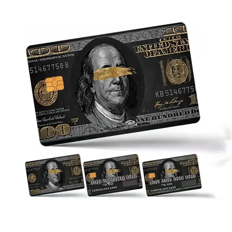 2 PACK Black Money 100 Dollar Bill Card Sticker - Funny Credit Debit Card Skin Cover Decal, Waterproof Anti-Bubble Card Wrap Gift for Men & Friends