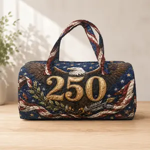 Boho Patriotic Quilted Duffle Bag, American Eagle US 250 Weekender Travel Bag,independence day gift