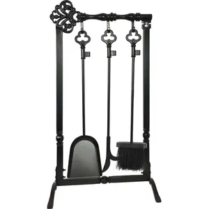 Dagan  Key Design Fireplace Tool Set, Black - 4 Piece