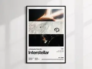 Interstellar Movie Poster  Modern Wall Art, Christopher Nolan Sci-Fi Film 1 - [No Frame]
