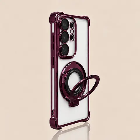 Electroplated Luxury Clear Phone Case for Samsung Galaxy S26,S25,S24,S23,S22,S21,S20,Note20 & iPhone 18 Pro Max 17 Air,16 Plus,15,14,13,12,11 with Ring Stand Holder 4-Corner Shockproof Camera Protective Cove.985