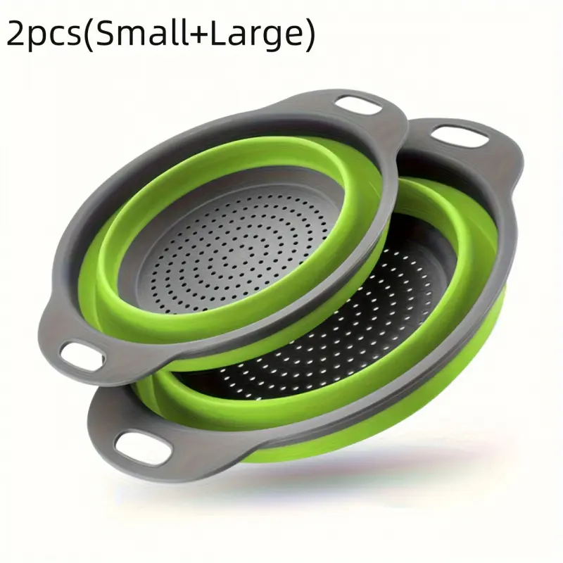 2 Portable Foldable Drain Baskets - Space-saving Design Suitable for Camping and Kitchen Use, Reusable, Durable, BPA-free, Quick-drying, Ideal for Washing Fruits and Vegetables, Camping Essential | Compact Storage | Durable Plastic