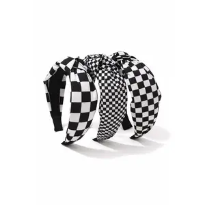 Outlaw Check Top Knot Headband - Bold Print, Soft Fit, Western Attitude, High-Contrast Black & White Checker Design, All-Day Comfort, One Size Fits Most, Perfect for Denim Days, Rodeos, Concerts, and Messy Buns