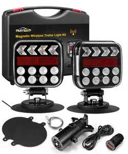 Partsam Wireless Trailer Lights Kit - Magnetic Tow Light with Strobe Lights Reverse Stop Turn Tail Lights with License Plate Light for Trailers, Trucks, Boat, RV 12-24V