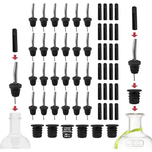 Stainless Steel  Bar Bottle Pourers - Drip-Free Nozzle - Pour Spouts for  & Bartending - Universal Fit Speed Spout - Rust-Free & Easy Clean - Chrome (24 Pack)
