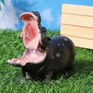 Aquarium Decor Fish Tank Bubble-Blowing Hippo Figurine Aquarium Atmosphere Pneumatic Aerator Pump Animal Decorative Model