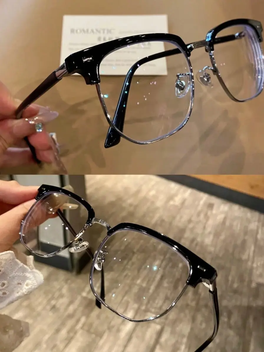 Browline Blue Light Blocking, Metal Frame Square Eyeglasses for Everyday Use, Minimalist Casual Eyeglasses, Stylish Square Frame Eyewear, Fashionable Lightweight Frames Glasses, Focused work, reading, daily screen use campingessentials