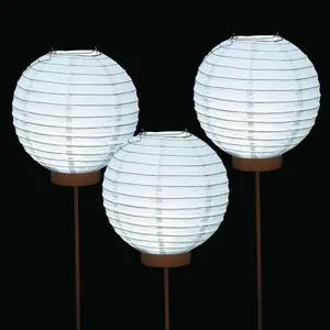 8" White Light-Up Paper Lantern Balloons - 3 Pc.