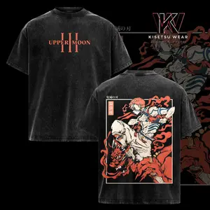 Akaza Upper Moon 3 T-Shirt, Demon Slayer Infinity Castle Arc Graphic Tee, Vintage Washed  Anime Shirt, Soft Cotton Streetwear Clothes, Unisex Manga Apparel, Gift for Demon Slayer Fans