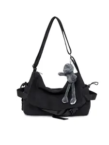 New Men's Crossbody Bag, Canvas Backpack, Frog Pendant Unisex Large Capacity Shoulder Bag, Daily Commute Office Backpack, Canvas Messenger Bags, Casual Crossbody Bags