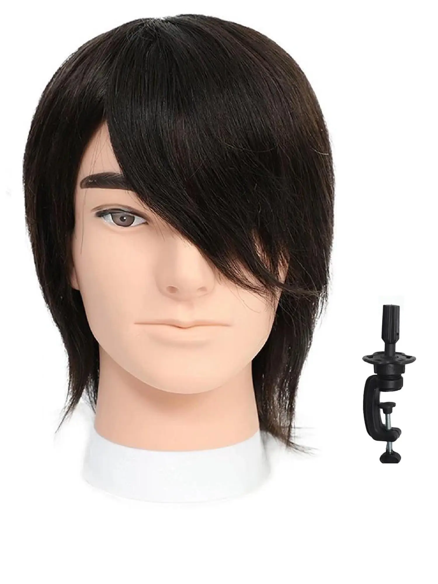 Men's Dummy Head for Hairdressing Practice, Beauty Dummy Head, 100% Human Hair, Ideal for Barber Training, Realistic Look, Mannequin Head