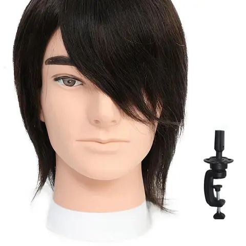 Men's Dummy Head for Hairdressing Practice, Beauty Dummy Head, 100% Human Hair, Ideal for Barber Training, Realistic Look, Mannequin Head