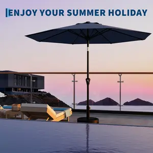 10FT Patio Umbrella, Outdoor Table Umbrella with Crank Lift and Push Button Tilt, 8 Ribs, UV Protection Waterproof Canopy for Pool, Deck, Garden, Yard, Round Market Umbrella