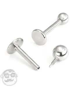18G Stainless Steel Internally Threaded Labret - Flatback