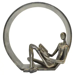 212 MAIN Encircled Reader Sculpture - 1-Piece Pewter Resin Figure, Home Decor Statue, Thoughtful Gift for Home Styling, Resin Figures