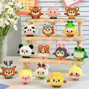 Mini Cute Fox Sheep Animal Building Blocks Model Puzzle Toy, Creative Building Block, Educational Kids Desk Decor, Christmas Birthday Gift for Children