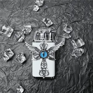 Premium Crocodile Texture Dual Flame Mini Lighter - Windproof Jet Torch Luxury Valentine's Day Gifts for Him Husband Boyfriend Refillable (Butane Gas Not Included) surprise christmas birthday gift anniversary Rotating White pocket apology