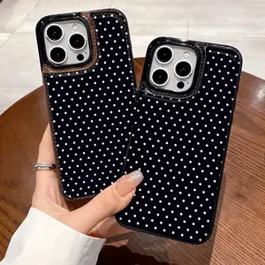 Classic polka dot pattern, made of durable TPU, including card slots, and providing various functional features, suitable for bank and transportation cards, suitable for iPhone 17 16 15 14 13 12, Samsung and other series models