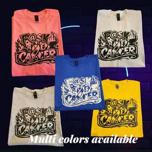 F@$k Cancer T-Shirt in Multi Colors Available Comfortable and Stylish Design for All Womenswear Top