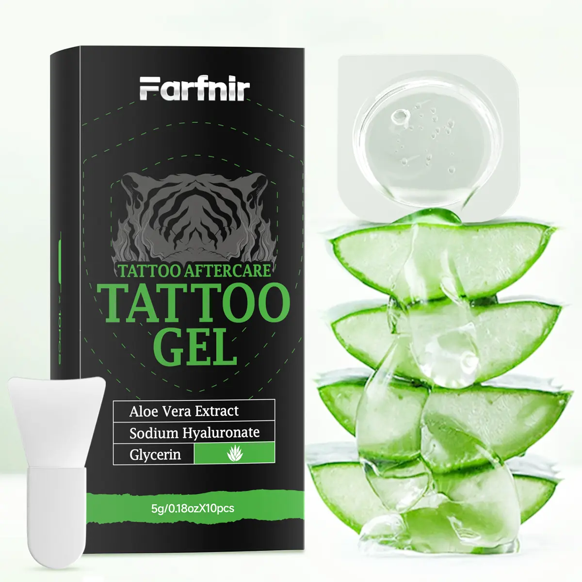 Tattoo Aftercare Tattoo Gel 5g/0.18oz X 10pcs, Portable Moisturizing Gel for Tattooed Skin, Lightweight Smooth Texture Fast Absorbing Formula, Daily Tattoo Care Essential for Tattoo Lovers, Convenient Individual Packs for Travel and Personal Body Care