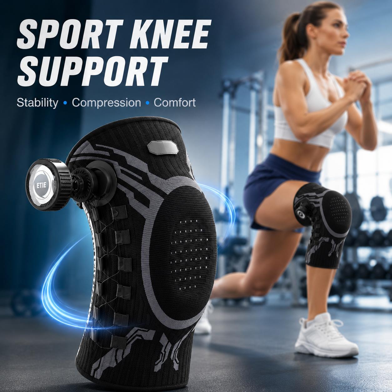 Knob Knee Brace for Pain Relief with Patella Gel Pad & Side Stabilizers, Adjustable Compression Sleeve for Arthritis, Joint Pain, Meniscus Tear, Professional Dial System, Left/Right Specific Design