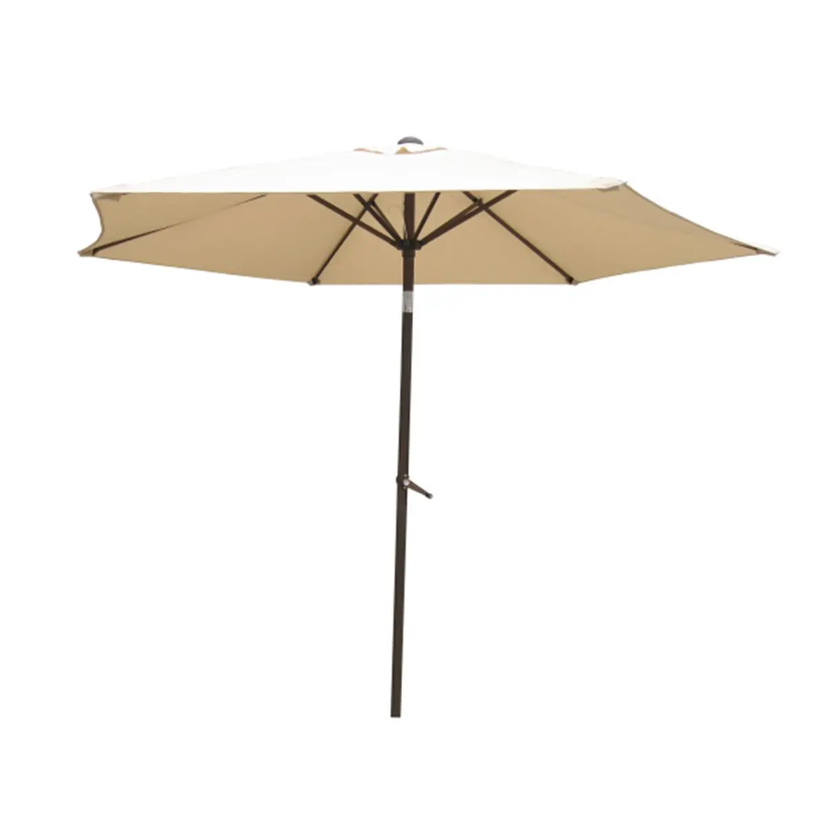 212 MAIN 2-Pieces Outdoor Umbrella (YF-1104-2.5M & BE Models), 8 ft Aluminum Frame, Polyester Adjustable Canopy, Hand Crank, UV-Resistant Sun Protection, Beige, Two-Pieces