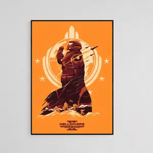 (Poster) Helldivers Print, Video Game Art, Gaming Poster, Wall Decor, Gamer Gift, Man Cave Art, Game Room Decor, Gamer Gift