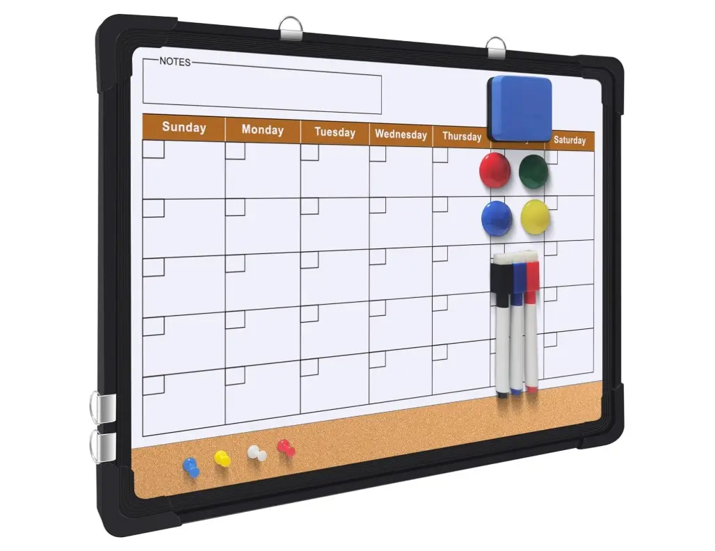 Small Whiteboard, 12" x 16" Magnetic Dry Erase Calendar, Double-Sided Portable Mini White Board with 3 Markers 4 Magnets 1 Eraser for Planning, Kitchen, Office, School, Home