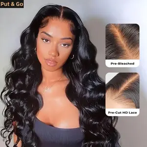 Glueless Body Wave Human Hair Wigs Ready To Go 9x6 Brazilian 4x6 HD Lace Closure Wig Human Hair For Women Pre Plucked 180% Density