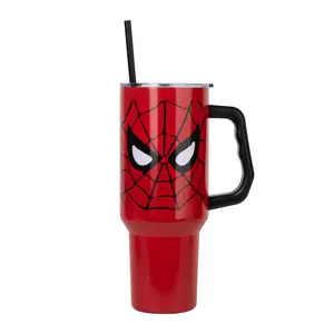 Marvel Spider-Man Face 40-Ounce Stainless Steel Tumbler With Handle Marvel Spider-Man Face 40-Ounce Stainless Steel Tumbler With Handle