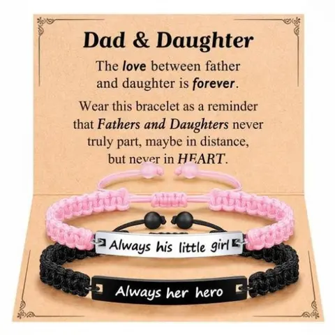 Father Daughter Bracelet Stainless Steel Bracelets Birthday Father's Day Christmas Gift for Dad Daddy from Daughter Gift