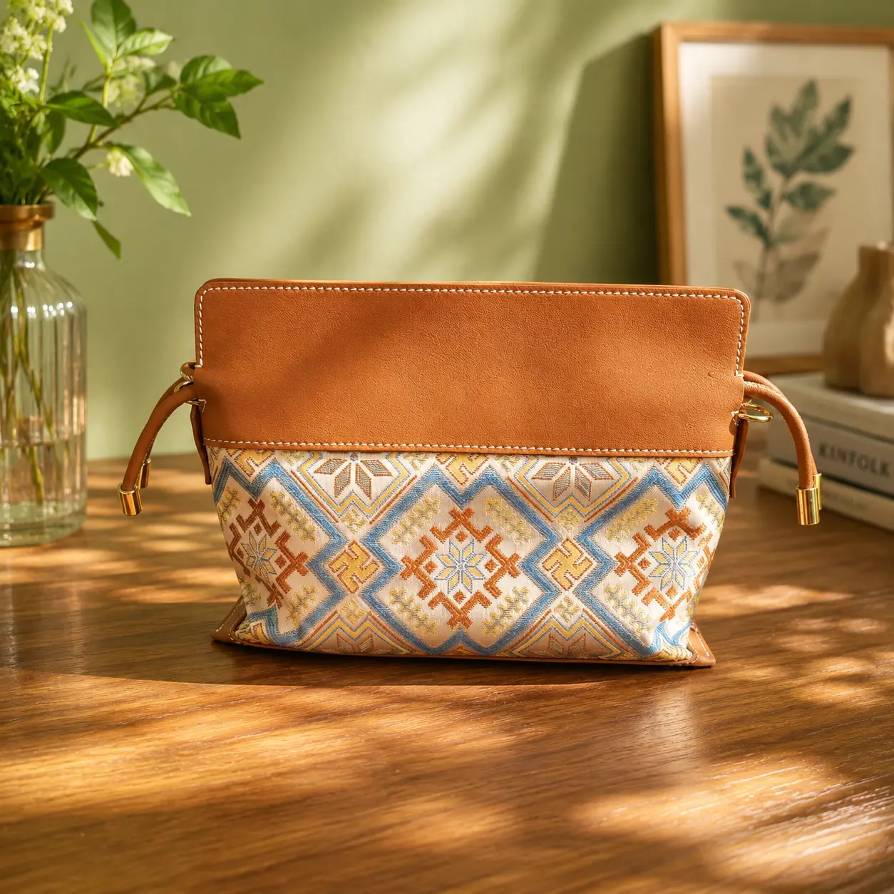 Zhuang Brocade Swallow-Motif Shoulder Bag
