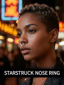 This star-shaped septum piercing ring is fashionable and versatile, and also suitable for ear cartilage piercings, Septum Clicker