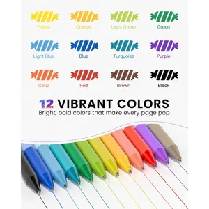 Erasable Gel Pens, 12Colors Retractable Fine Point 0.7mm with Eraser for Everyday Use & Educational Purposes,for planner,students,teachers,and nurses,Colorful Markers Set Superior Ink