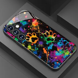 Phone Case - Colorful Graffiti Paw Print Cute Design Glass Phone Case for Samsung Galaxy S26 S25 S24 S23 S22Pro S21 S20 Fe Plus Ultra Pro A56 A55 A54 A53 A52 A51 A36 A35 A34 A32 A26 A25 A24 A23 A16 A15 A14 A06 A05 A03s