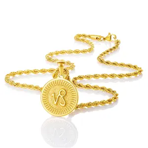 18k Gold Plated Zodiac Necklace for Women & Men, Tarnish & Water Resistant 3mm Rope Chain-Surprise Christmas Gift