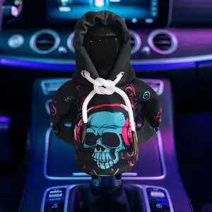 Universal Car Gear Shift Cover, Cyberpunk Skull Print, Interior Decoration, Small Sweatshirt Style, Automotive Accessories