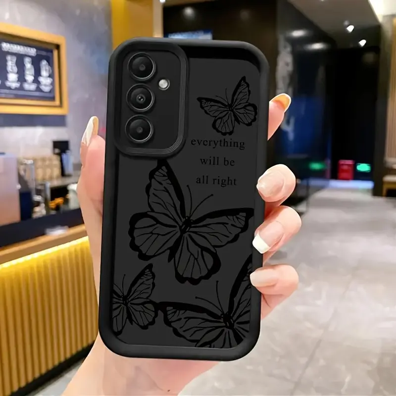 English Butterfly Case for Samsung Galaxy S24 Plus S25 S23 S22 S21 Ultra FE S24+ Patterned Soft TPU Full Camera lens Protection Rugged Phone Cover Gift