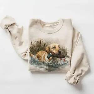 Retro '90s Unisex Sweatshirt – Golden Retriever Dog & Vintage Mallard Duck Hunting #DICH