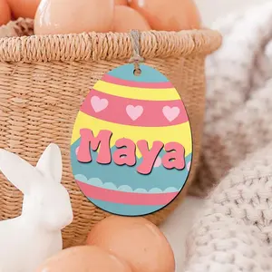 Personalized Egg Tag with Name, Easter Gift Idea, Custom Easter Tag, Children’s Easter Decor, Spring Party Favor, Basket Name Tags, Baby Girl Gifts